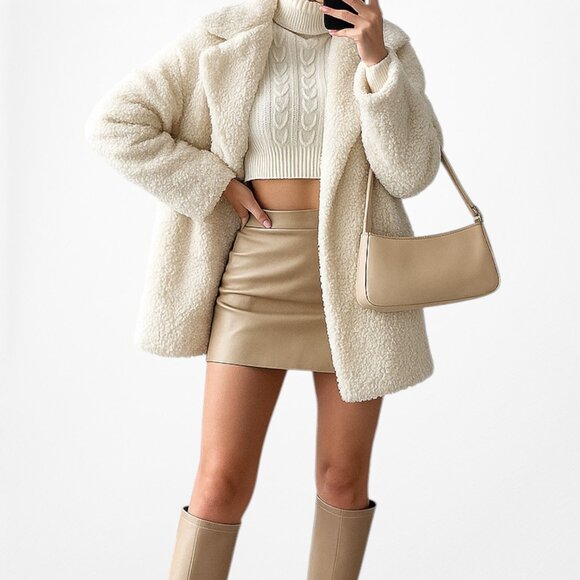 Mango Off White Teddy Bear Fleece Shearling Style Coat Jacket Size XXS/XS/S - Picture 1 of 6